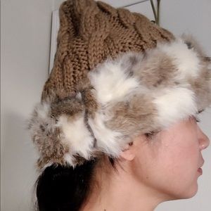 Fur + knit cap